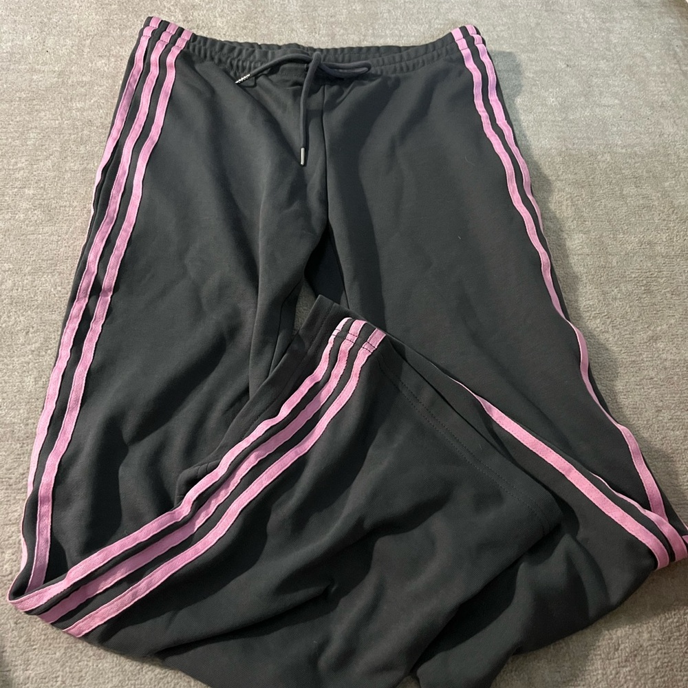Edikted Black and Pink Track Pants with Elastic Waistband